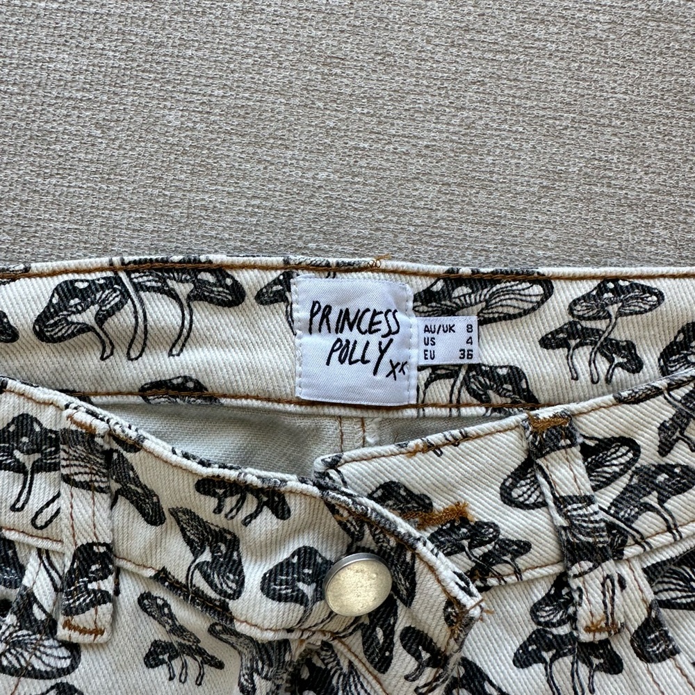 Princess Polly Mushroom Print White and Black Pants - Picture 6 of 6